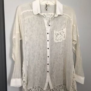 Ivory Sheer blouse with lace back